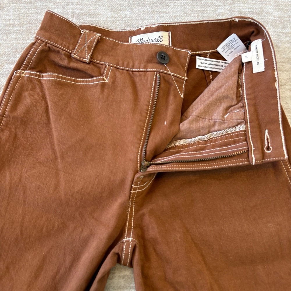 NWOT Madewell Jeans Womens Size 23 Emmett Wide-Leg Boho Dried Acorn Pants - Picture 3 of 12